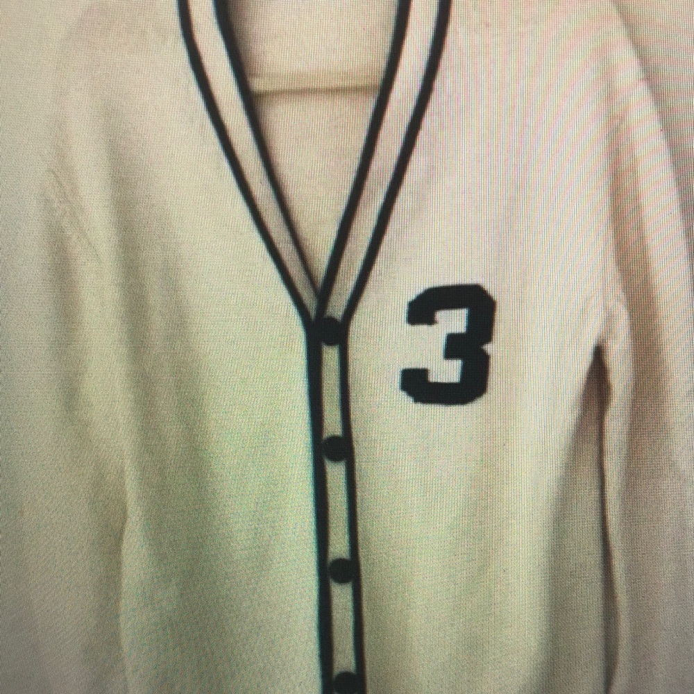 Cream Cardigan with Black Trim and Number Patch